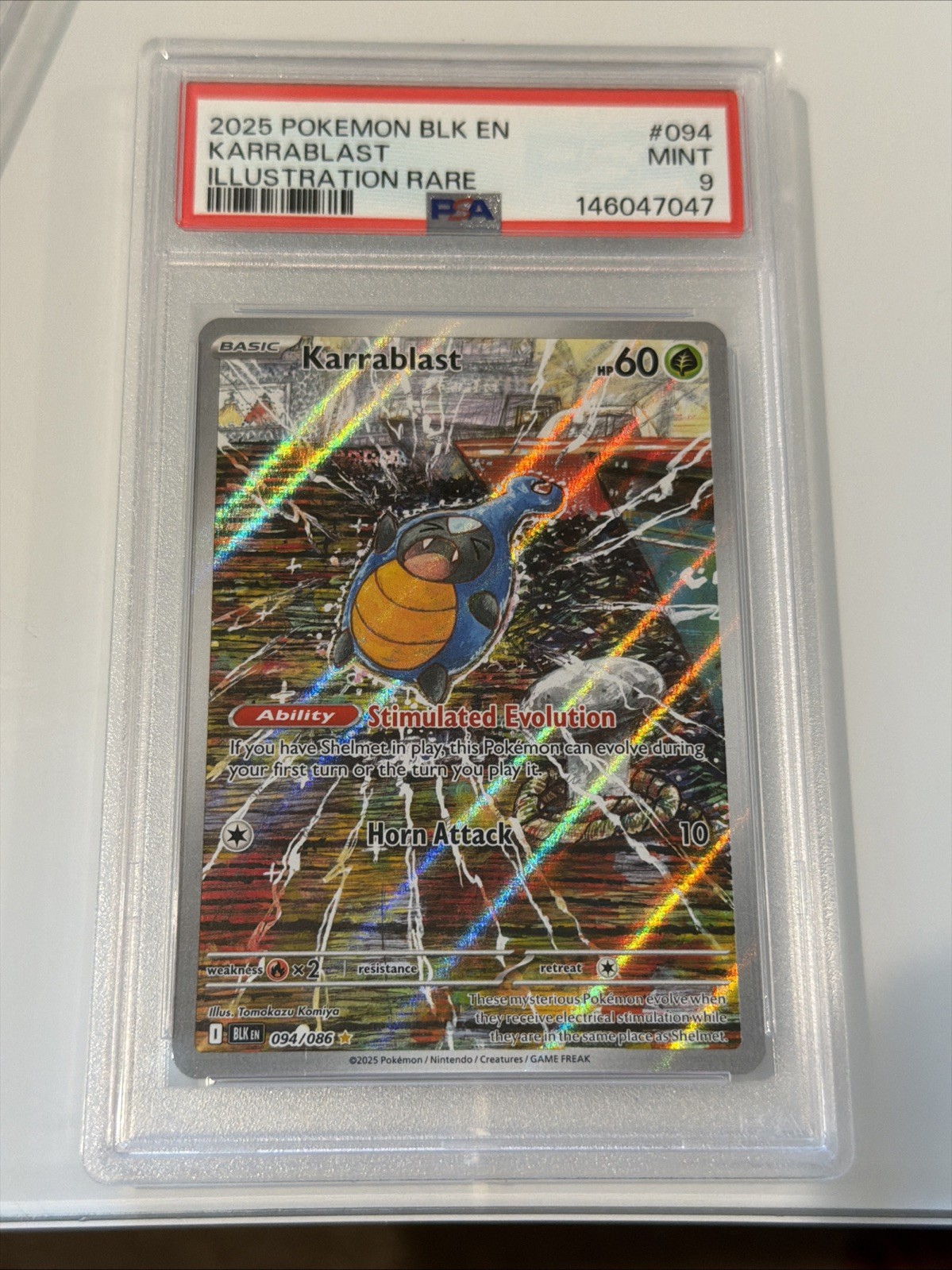 2025 POKEMON Karrablast 094/086 Sv: Black Bolt Holo ILLUSTRATION RARE PSA 9