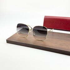 Gucci GG0879S Sunglasses Gold Frame Gray Gradient Lens New w/ Box