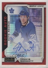 2018-19 O-Pee-Chee Platinum Rookie Autos Red Prism 44/50 Travis Dermott Auto um0