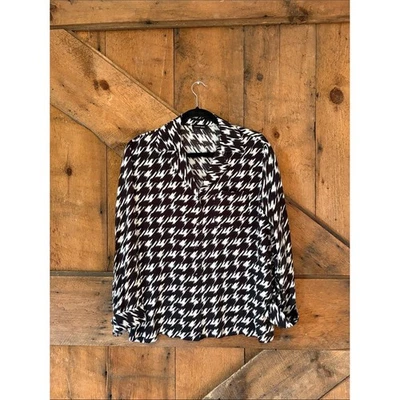 Anine Bing Black White Houndstooth Button Down Shirt Blouse S A-07-5836-071