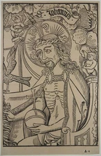 CHRIST AS JUDGE OF THE WORLD EARLY WOODCUT 1490 EARLY WOODCUT CHRIST N03