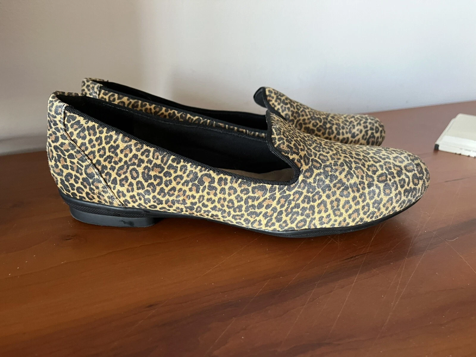 Scarpe CLARKS Marrone Nero Pelle Leopardata Stampa ANIMALE BASSE SLIDE Donna 8 5 M