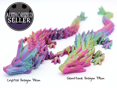 Crystal Dragon 35cm / Gemstone Dragon 39 cm - 3D Druck - Fidget Stimming Toy