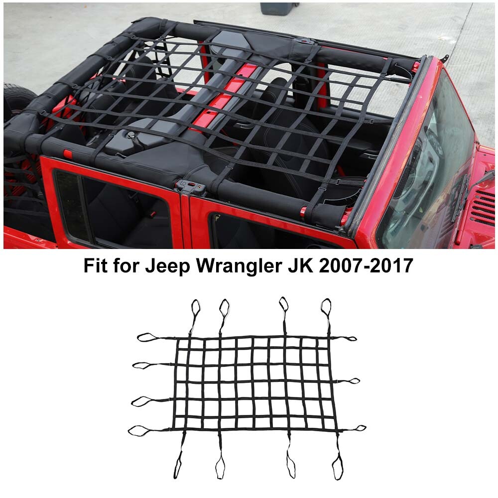 Luggage Net Organizer Storage Roof Rack Mesh Restraint Syst for Jeep Wrangler JK-image