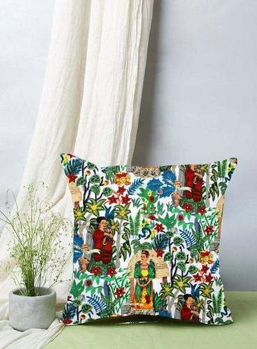 5 Pc Indian Cotton Frida Kahlo Printed Cushion Cover Home Decor Pillow Covers - Picture 3 of 8