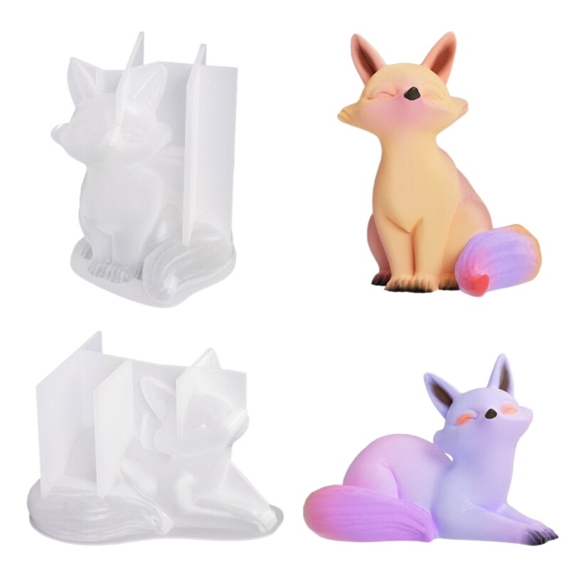 Foxes Epoxy Resin Mold 3D Animal Silicone Mould for Making Plasters Mould