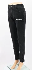PALM ANGELS WOMENS BLACK DENIM ANKLE ZIP SKINNY JEANS SIZE 27 RRP £375 EP