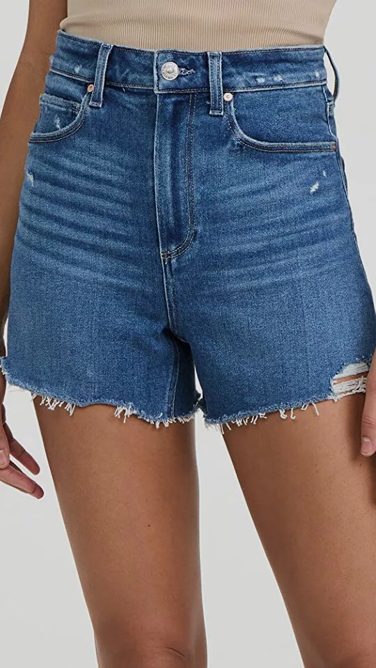 169 Paige Women s Blue Dani High Rise Denim Shorts Size 24