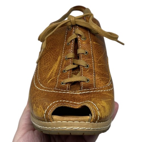 Timberland Earthkeepers US Size 9 Brown Leather Peep Toe Sling Back Wedge Heels - Picture 9 of 17