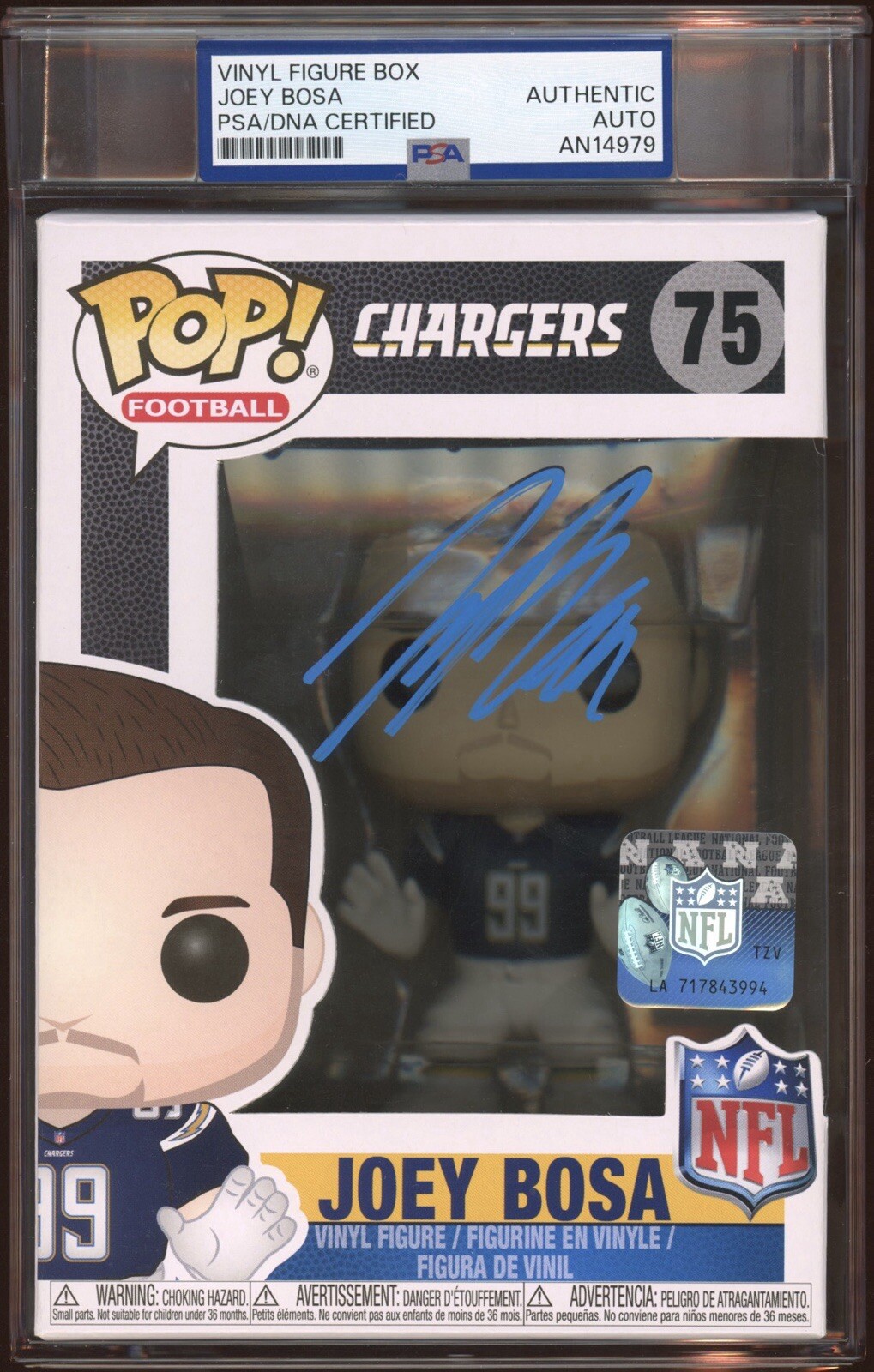 Joey Bosa Autographed Signed Los Angeles Chargers NFL Funko Pop Auto #75 Psa/Dna Encapsulated LA Chargers 