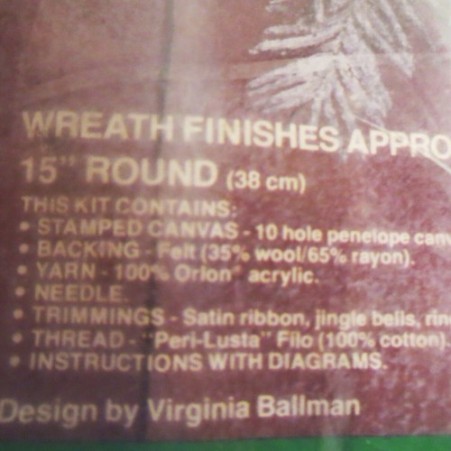 Vintage 1977 Paragon Needle Craft Kit HOLIDAY TREASURES CHRISTMAS WREATH Sealed - Picture 13 of 18