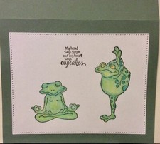 Handmade Frog Yoga Exercise Birthday Get Well Thinking You Cupcake Greeting Card