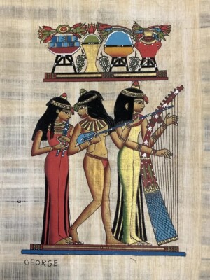 Musicians of Amun | Ancient Egyptian Papyrus Painting 8x12 