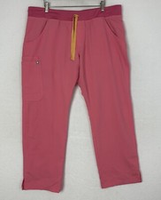 FIGS Women's Kade Cargo Scrub Pants Stretch Pink Tie Size XL Style T21004P
