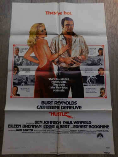 Hustle One Sheet Folded Movie Poster 27"41 1975 Burt Reynolds Catherine Deneuve