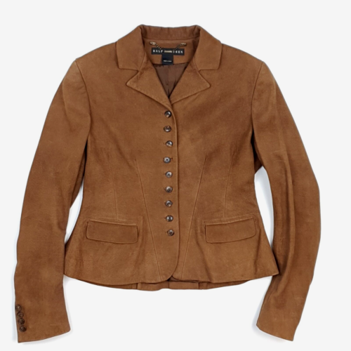 Ralph Lauren Black Label Leather Jacket UK 12 (Tag 10) Deer Skin Brown Blazer