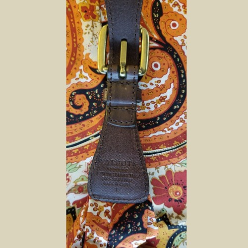 Talbot's Silk Paisley Scarf Sash Belt with Leather Tabs Sz L - Picture 5 of 7