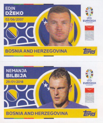 Topps Sticker Fußball EM Euro 2024 Nr. BIH 12 & BIH 13 Dzeko & Bilbija Bosnia