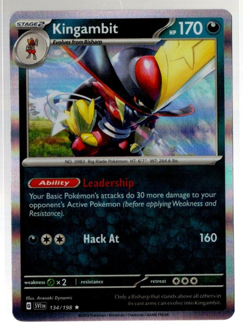 Kingambit - 134/198 Scarlet & Violet Reverse Holo Rare Pokemon - NM/MINT