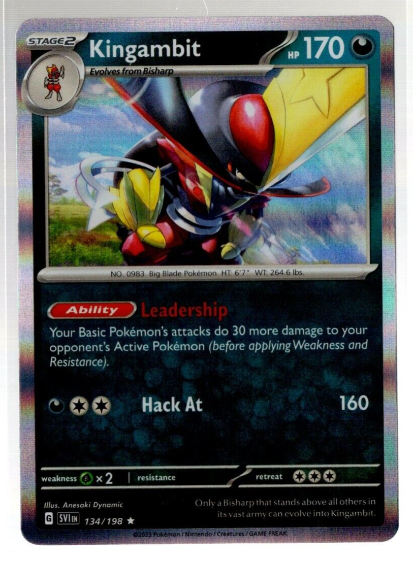 Pokémon - Kingambit - 134/198 - Reverse Holo Rare - Scarlet & Violet - NM/M  