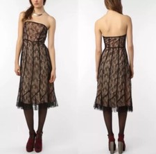 Urban Outfitters Kimchi Blue Dress Black Lace Midi Party Date NYE Midi Size 8