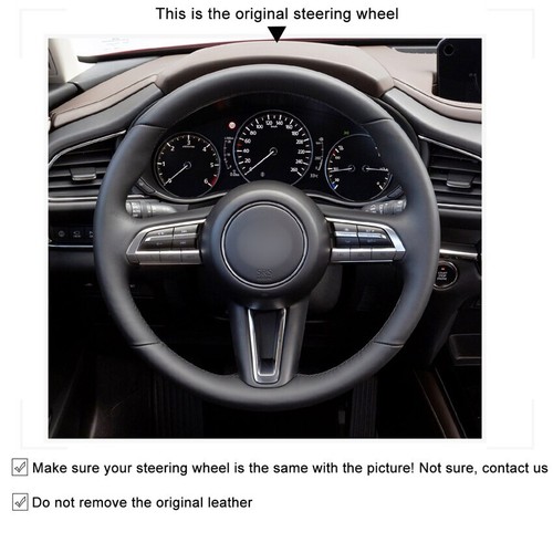 Dark Green Black Alcantara Steering Wheel Cover for Mazda CX30 CX30