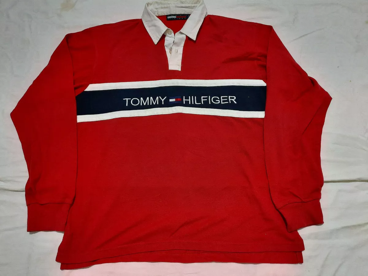 Vtg Tommy Hilfiger polo Jumper Pullover Sweater Long Sleeve Shirt