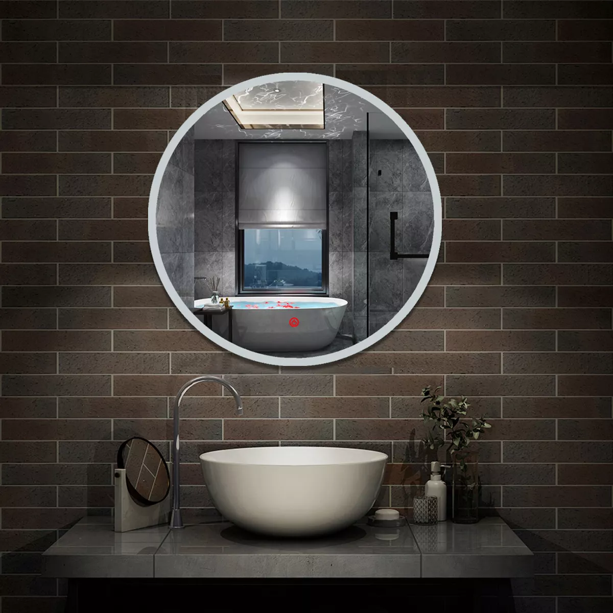 Round light up mirror bathroom deals