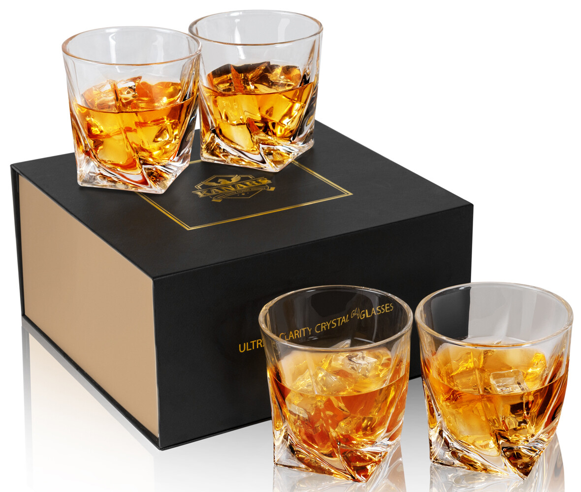 Bicchieri Whisky Bicchiere Cocktail e Whiskey Cristallo Regalo 300ml 4 Pezzi