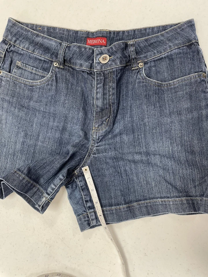 Pantalones Cortos Mujer Denim Prefaded Merona Fit 1 Frente Plano Talla 8 Usados en Excelente Condición Foto 4 de 4