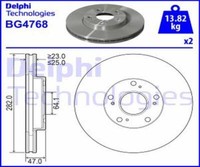 Delphi 2X Bremsscheibe Vorne Ø282 Mm BelüFtet FüR Honda Accord VI CK CG CH