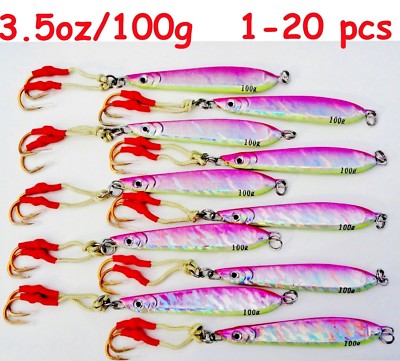 1- 20 Pieces Knife jig 3.5oz/100g Pink Vertical Butterfly Saltwater Lures -B