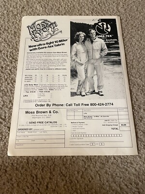 Vintage 1980 MOSS BROWN Ultra-light Gore-Tex Running Suit Catalog