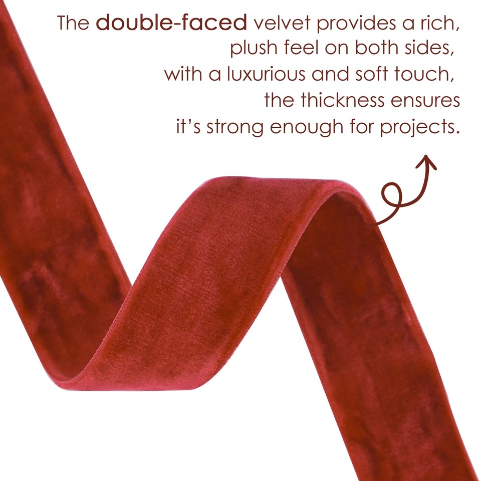 Velvet Ribbon 1 inch Rust Red Double-Faced Thick Velvet Ribbon Rust ...