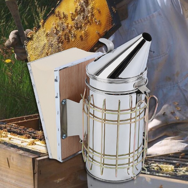 Bee Hive Smoker Small Galvanized with Heat Shield Board Beekeeping