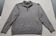 Tricots St. Raphael Sweater Mens 2XL Gray Knit Ribbed Hem & Cuff Quarter Zip