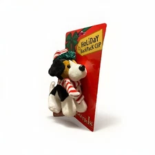 Vintage Ho Ho Hounds Plush Stuffed Beagle Dog Backpack Bag Clip Christmas NWT