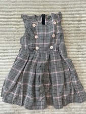 Grey  Pink Plaid Preppy Dress Girls Size 8