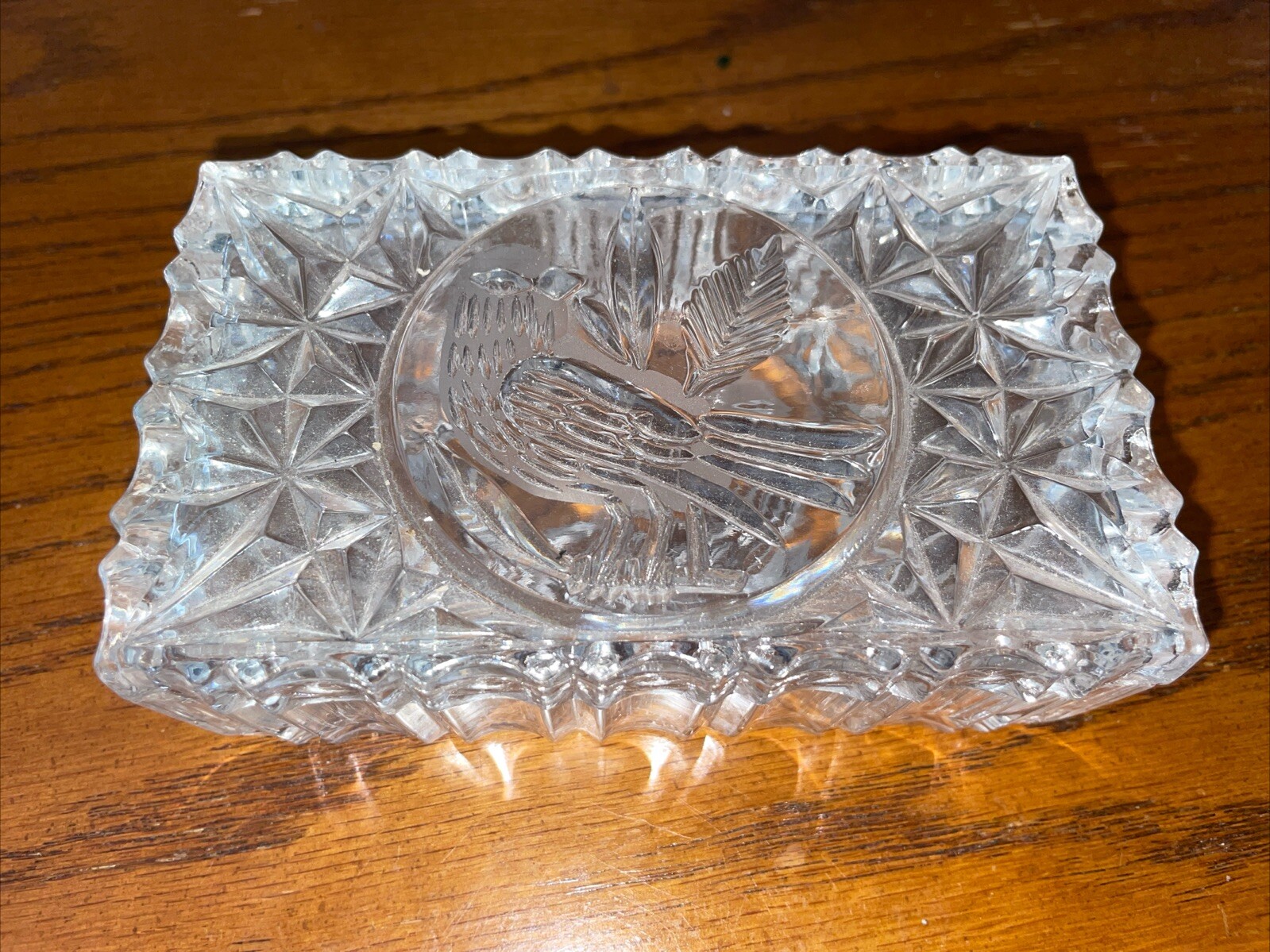 Crystal Glass Jewelry Box with Bird Detail Lid - The Byrdes Collection-image