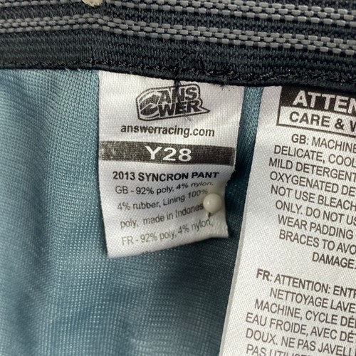 Answer Racing Pants Boys 28 Multicolor Syncron Motocross Adjustable Waist Lined - Picture 19 of 20