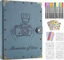 Leather Scrapbook Album 60 Pages Love Memory Photo Album 8.5X11 Inch, Travelling