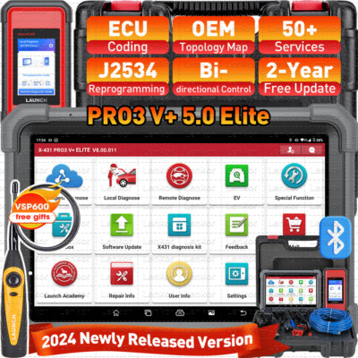 2026 LAUNCH X431 PRO3S V+ ELITE Car Diagnostic Tool J2534 Programming Key Coding