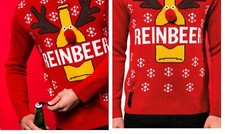 Adulti Reinbeer Maglione Natalizio Natale Uomo Donna Vintage Felpe Renna Birra