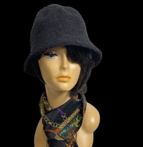 Bucket Hat Wool Blend Black Soft Textured OS unisex - Picture 3 of 10