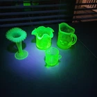 Vintage Vaseline Uranium Glass 4-Pc Collection – Fenton Cherry & Cable – GLOWS