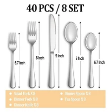 40 Piece Premium Stainless Flatware Set - Service For 8 Mutnitt - Open Box