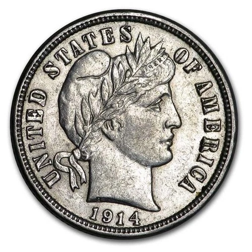 1914-D Barber Dime AU