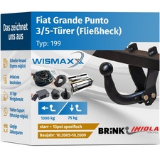 ANHÄNGERKUPPLUNG starr passt für Fiat Grande Punto 05-09 +13pol E-Satz BRINK