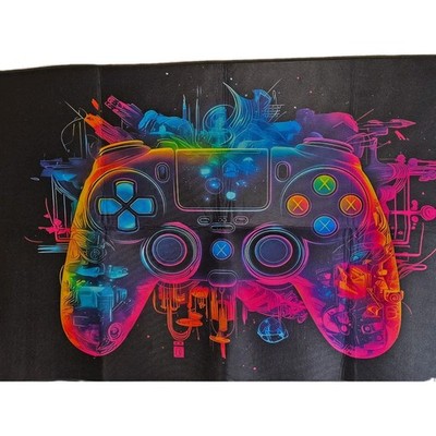 Gamer Teppich Joystick Controller Grafitti Bunt Läufer Vorleger Männerhöhle