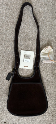 COACH VINTAGE BERKELEY 90'S MAHOGANY SUEDE & LEATHER SADDLE BAG
